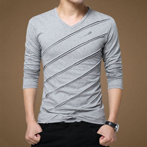 Men's Long-sleeved T-shirt Bottoming Shirt Cotton Long Sleeve V-neck