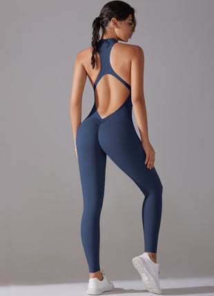 Solid Beauty-back Long Pants Jumpsuit Yoga Fitness Running Dance Slim Bodysuit Women Sports Clothing