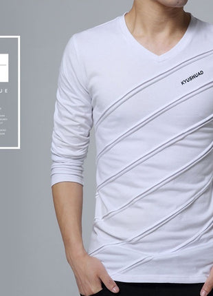 Men's Long-sleeved T-shirt Bottoming Shirt Cotton Long Sleeve V-neck