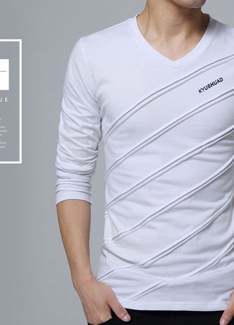 Men's Long-sleeved T-shirt Bottoming Shirt Cotton Long Sleeve V-neck