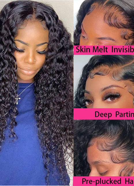 Deep Wave T Part Frontal Wig Human Hair Headgear