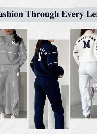 Womens 2 Piece Outfits Lounge Hoodless Pullover Sweatshirt Sweatsuit Sets Sweatshirt Baggy Fashion Sweatpants With Pockets