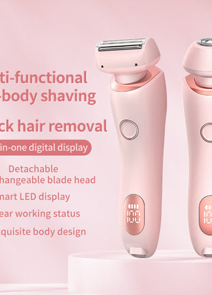 2 In 1 Hair Removal Epilator USB Rechargeable Trimmer Women Body Razor Face Leg Armpit Bikini Hand Pubic Shaver Hair Remover