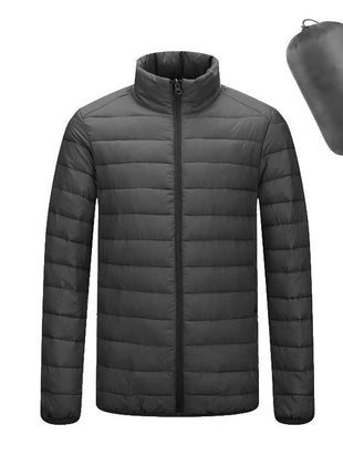 Men's Lightweight Hooded Coat Winter Warm Solid Color Zipper Jacket Fashion Portable Outerwear Top Clothing