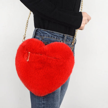 Sacs d'amour pour femmes, sacs à bandoulière en peluche avec chaîne, sac de fête de la Saint-Valentin