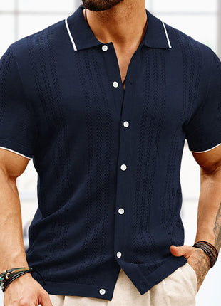 Short-sleeved Polo Shirt Summer Button Lapel Top Fashion Business Men's Clothing