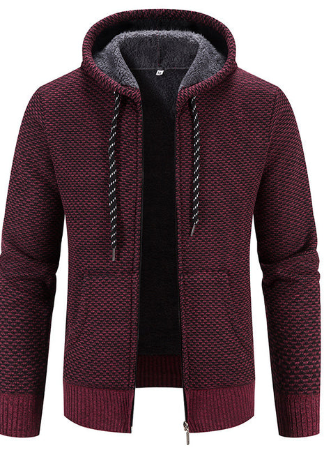 Manteau d'hiver fermeture à glissière couleur unie manches longues cordon de serrage avec chapeau garder au chaud décontracté épaissir peluche pull manteau pour tous les jours