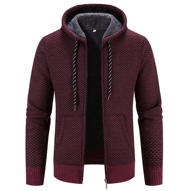 Manteau d'hiver fermeture à glissière couleur unie manches longues cordon de serrage avec chapeau garder au chaud décontracté épaissir peluche pull manteau pour tous les jours