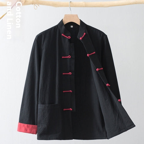 Cotton Linen Coat Vintage Top For Men