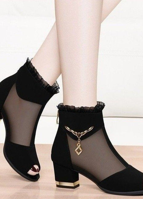 Hollow High Heels Chunky Heel All-matching