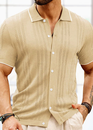 Short-sleeved Polo Shirt Summer Button Lapel Top Fashion Business Men's Clothing