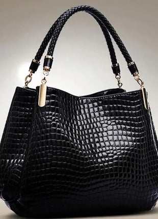 Women's Bag Large Capacity Tote Daily Commute Women's Shoulder Bag Crocodile Print Bright Face Handbag Shopping