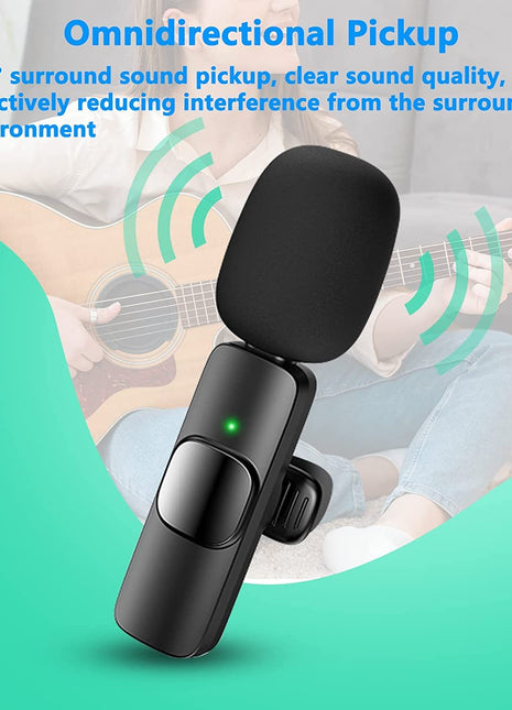 Wireless Lavalier Lapel Microphone For IPhone IPad Professional Wireless Clip Mic - Cordless Omnidirectional Condenser Recording Mic For Interview Video Podcast Vlog YouTube